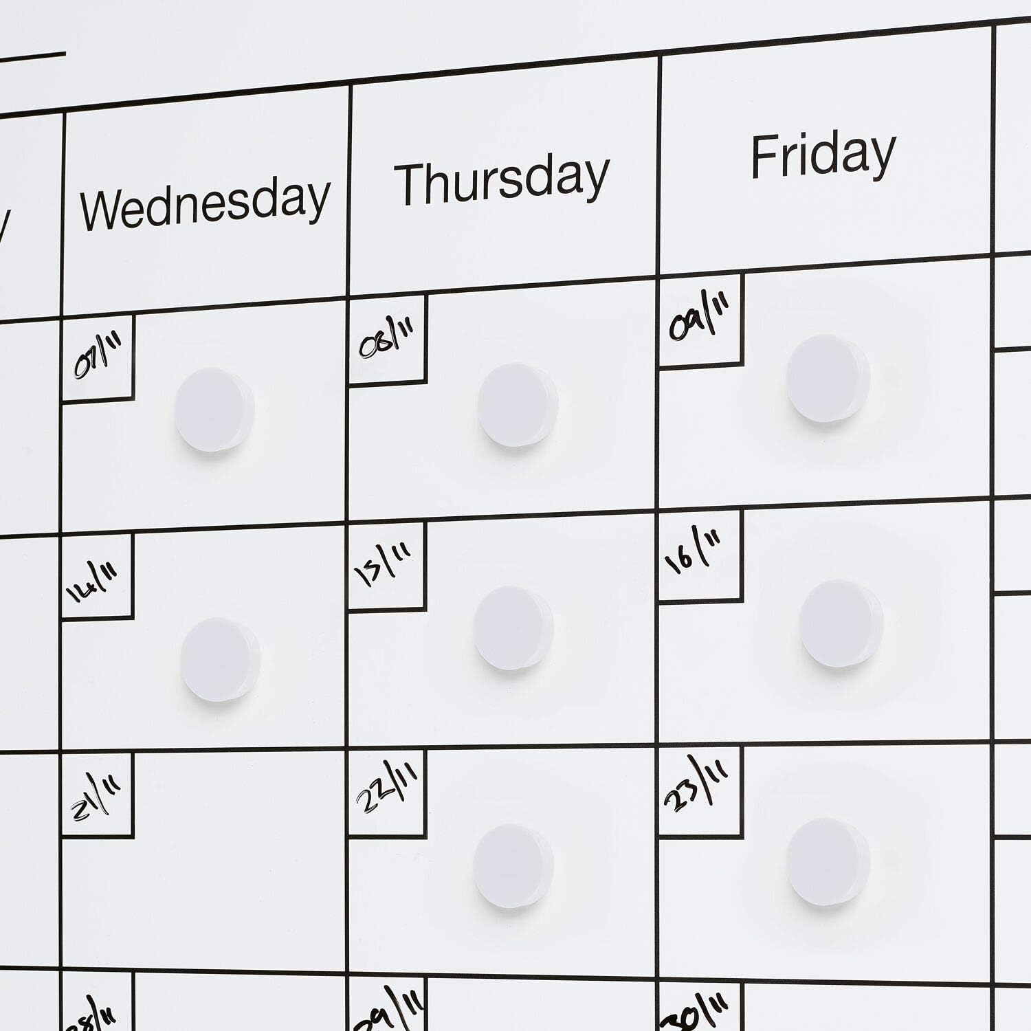 Scribble 30mm Round Whiteboard Magnets - 24 Pack Colourful Office Magnets for Classrooms Meeting Rooms & Lockers (White) - Image 3