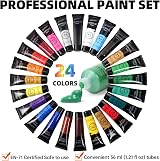 ARTKUNST Acrylic Paint Set 24 x 36 ml with 10 Brushes Canvas Included view 4