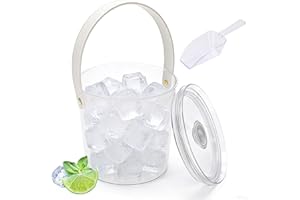 Dewsea Ice Bucket with Airtight Lid and Handle, Clear Plastic Beverage Tub for Parties, Champagne & Wine Cooler Bucket for Be