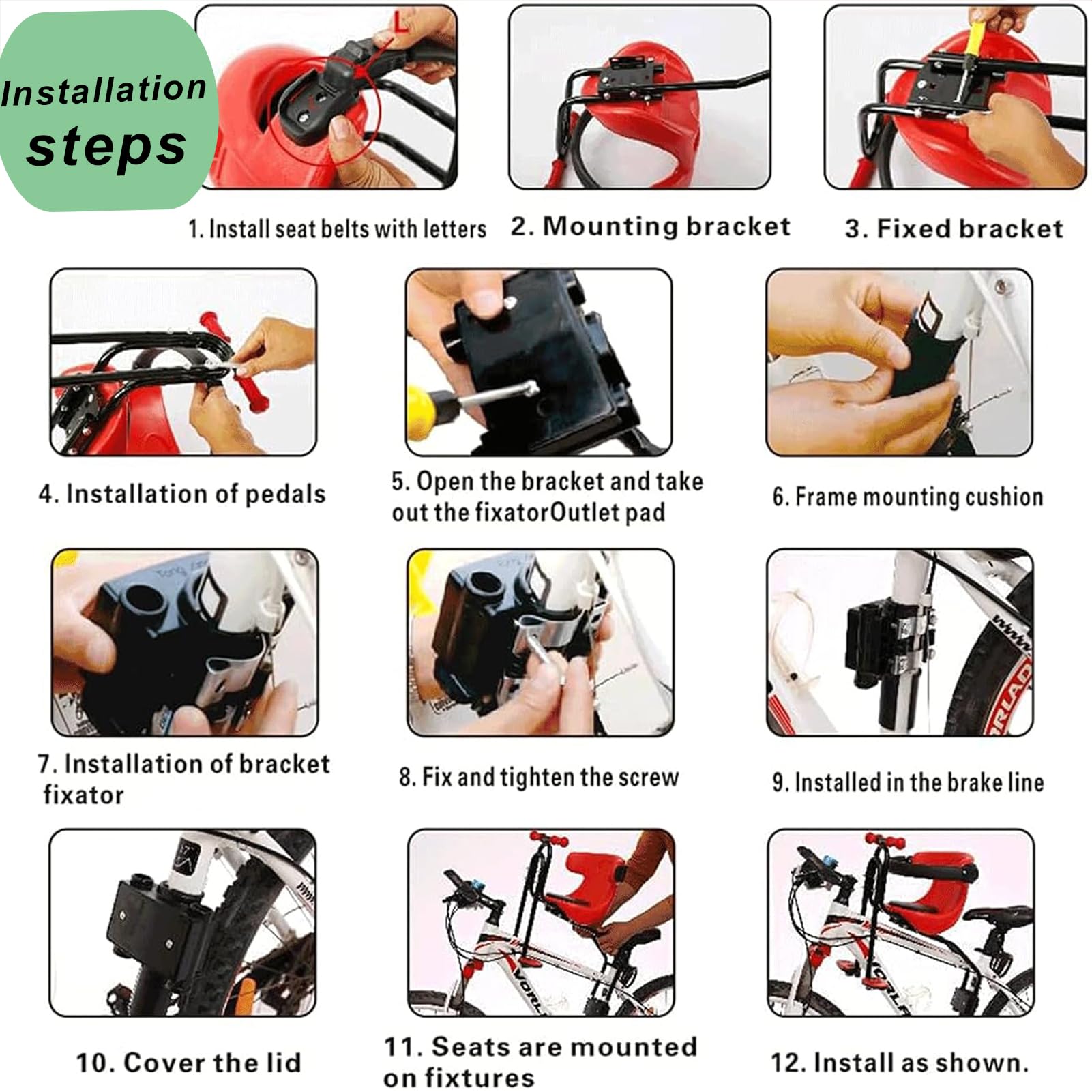 AOTENG STAR Child Bike Seat, Bicycle Seat for Kids,Toddlers and Child, Baby Carrier Seat with Foot Pedals Mountain Bike Child Seat for Kids 8 Months - 4 Years (up to 110 lbs)
