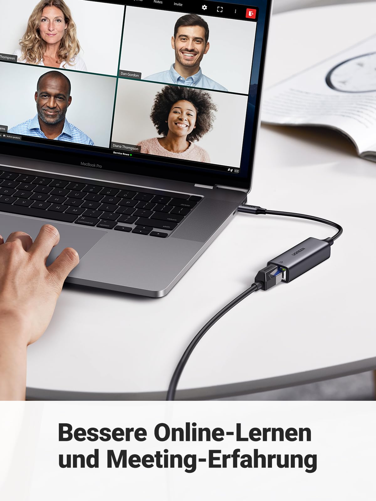 UGREEN USB C Ethernet Adapter 1000Mbps, Thunderbolt USB C LAN Adapter Netzwerkadapter Kompatibel mit iPhone 17, iPad Pro/Air, MacBook Pro/Air, Galaxy S25, Steam Deck (Schwarz-Type C) 3