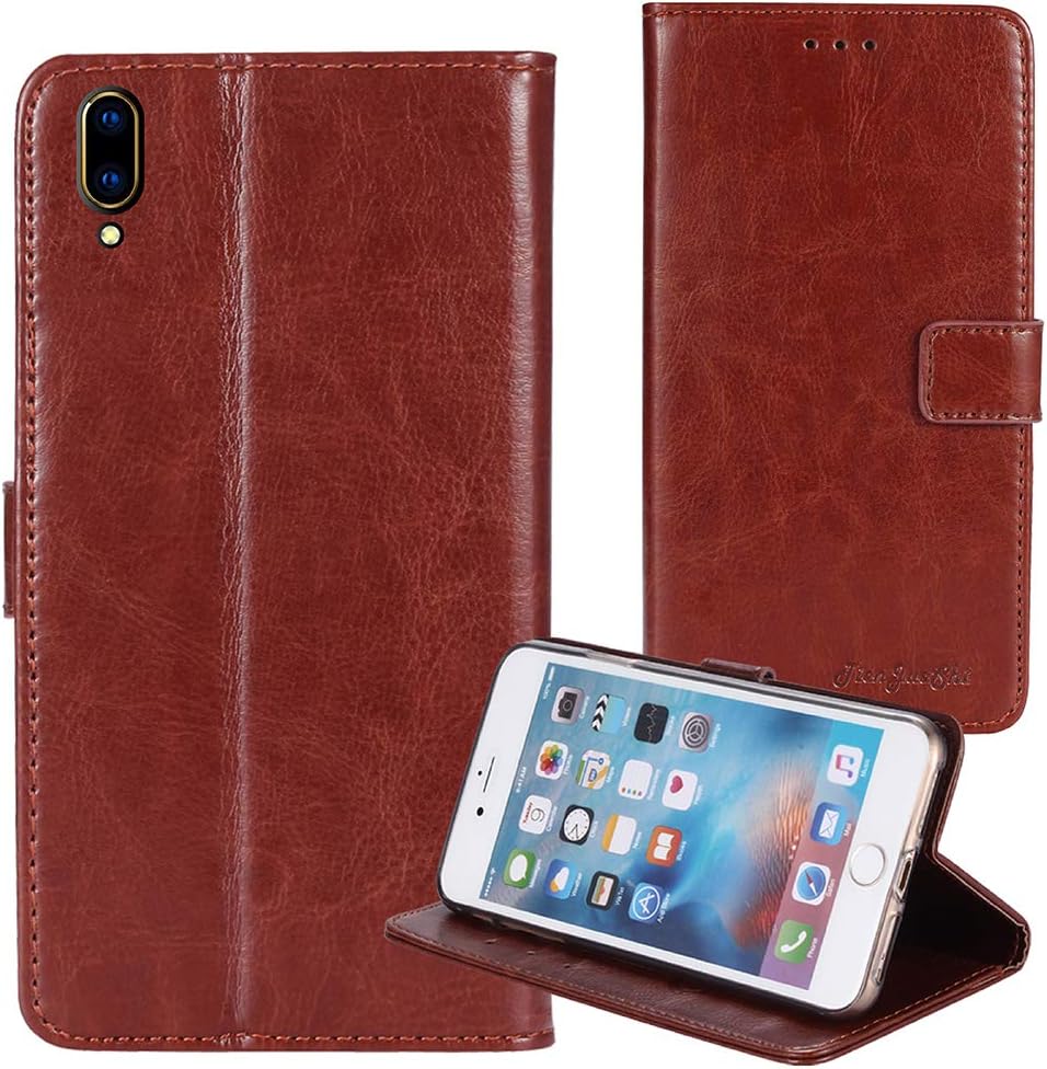 TienJueShi Brown Book Stand Premium Retro Business Flip Leather Protector TPU Silicone Phone Case for vivo v11 pro 6.41 inch Cover Etui Wallet