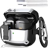 AIRSPO Compatible Samsung Galaxy Buds 3 Case & Pro Case with Cleaner Kit, Military Hard Case with Lock for Wireless Charging Cases, White