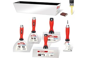 SUMED Drywall Hand Tool Kit,Stainless Steel Putty Knife Set Including Joint Knife Taping Knife Paint Scraper Mud Pan