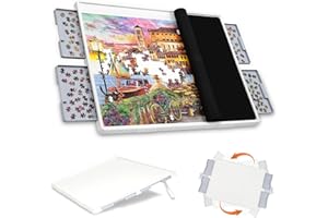 WELGEE 1500 Pieces 2-in-1 Rotating & Tilting Puzzle Board with Drawers and Cover, 35"x27" Portable Spinning Plastic Jigsaw Pu