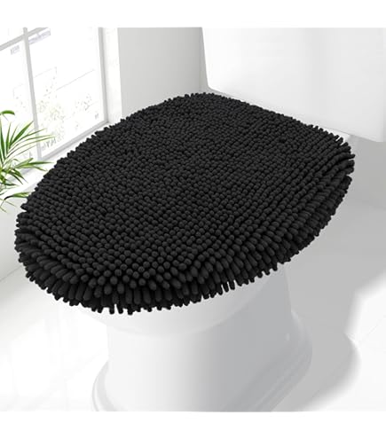 Madeals Chenille Toilet Lid Cover - Soft Shaggy Absorbent Cover For Most Toilet Seats (Grey)