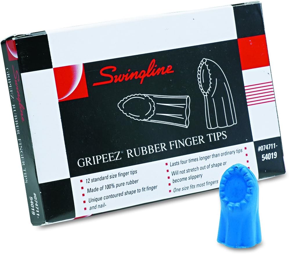 Swingline Gripeez Finger Pads for Finger and Nail Protection, Blue, 12