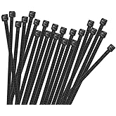 HMROPE 100pcs Cable Zip Ties Heavy Duty 8 Inch, Premium Plastic Wire Ties with 50 Pounds Tensile Strength, Self-Locking Black