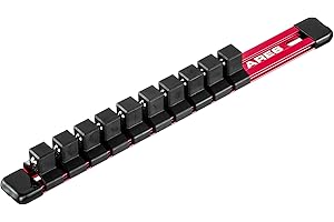 ARES 70342-1/2-Inch Drive Aluminum Socket Organizer - Store up to 10 Sockets and Keep Your Tool Box Organized - Sockets Will Not Fall Off this Rail