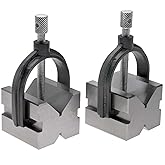 VME VB-1 V Block and Clamp Set 1 Inch Capacity Precision Machinist Workholding Pair 1-5/8 Inch Wide Hardened Steel V Blocks for Milling Drilling Inspection and Metalworking