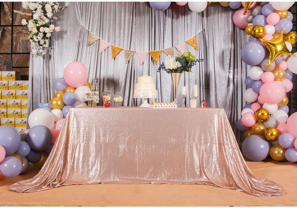 Eternal Beauty Sequin Tablecloths Rectangle Champagne 152 * 305cm wedding Halloween Chrismas Party Banquet New Year’s Day (Champagne,60x120,Rectangle)