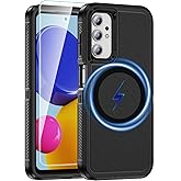 Pemuyak Magnetic for Samsung Galaxy A52 Phone Case,with Screen Protector, 3 in 1 Military Drop Shockproof Armor Heavy Duty Rugged Protection Cover for Samsung Galaxy A52 4G 5G/A52S 5G, Black