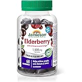 Jamieson Elderberry Cold & Flu Gummies, Elderberry Flavour, with Echinacea and Ginger, Family Friendly (6+). Relieves Cold an