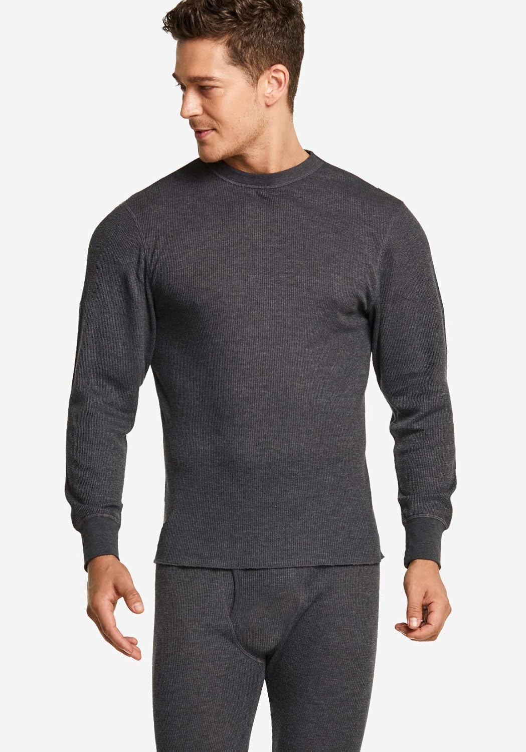 CQR 1 or 2 Pack Men's Long Sleeve Thermal Underwear Tops, Midweight Waffle Crewneck Shirt, Winter Cold Weather Thermal Shirts: Clothing