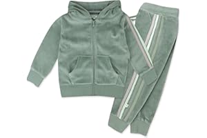 HonestBaby Velour Pullover Hoodie and Zip Front Sweatshirt and Jogger Sweatpants Set Baby, Toddler, Boys, Girls