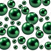 180PCS Green Beads for Centerpieces Vases, No Hole Polished Pearl Makeup Beads Mixed 8/14/20mm Sizes, Pearl Vase Fillers Table Scatters for Party Wedding Decor