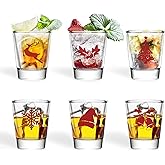 Time Roaming 6 PCS Christmas Theme Shot Glasses Set, 1.5 oz Clear Shot Glass Cups with Heavy Base, Christmas New Year Party Decorations, Funny Gifts, New Year Party Supplies or Favors