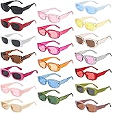 Geopty 10/20 Pack Retro Narrow/Chunky Rectangle Sunglasses for Women Men 90s Trendy Aesthetic Y2K Square Party Glasses