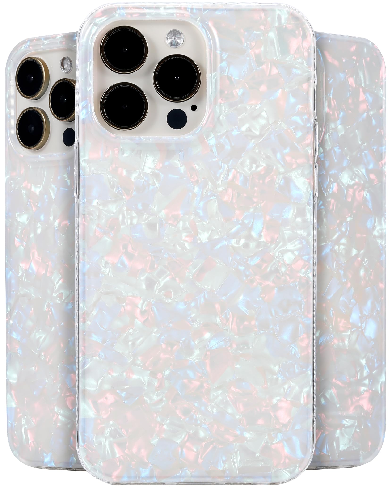 Photo 1 of LONLI Hue - for iPhone 15 Pro Max Case - White Pearl Tort Phone Case with [4 Airbag Cushioned Corners] - Elegant, Unique and Aesthetic Shockproof Cover for Women and Girls (2023)
