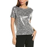 Anne Klein Women's Marled Sequin Ss Banded Tee