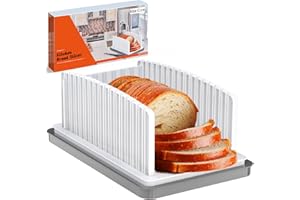 Kiss Core New Upgrade Bread Slicer for Homemade Bread, Bread Slicing Guide Adjustable Width, Foldable and Compact Cutting Guide with Crumb Tray, Suitability for Homemade Bread, Bagels, Cakes.
