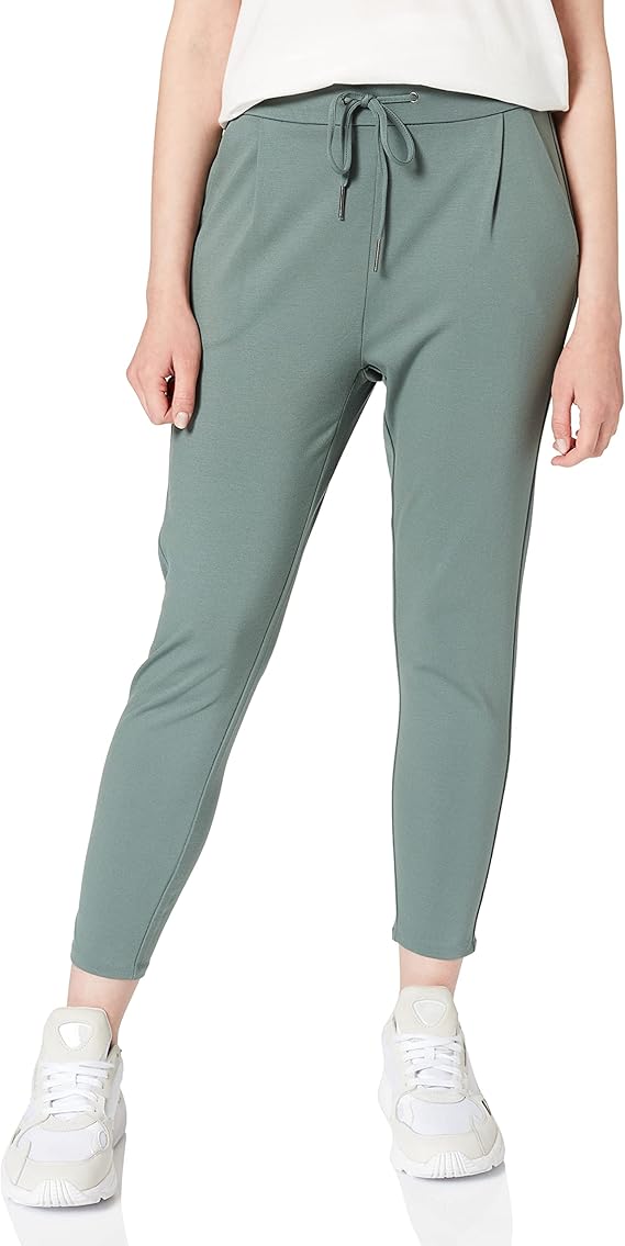 VERO MODA Vmeva Hr Loose Paperbag Pant Noos Ki - Pantaloni Donna Grigi, Vita Alta Con Fettuccia, Vestibilità Larga, Taglia W27/Small