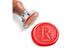 Mceal Wax Seal Stamp, Large Seal 1 1/5"(30mm) Dia, Silver Brass Head with Wooden Handle, Regal Letter A to Z Series (Letter R)