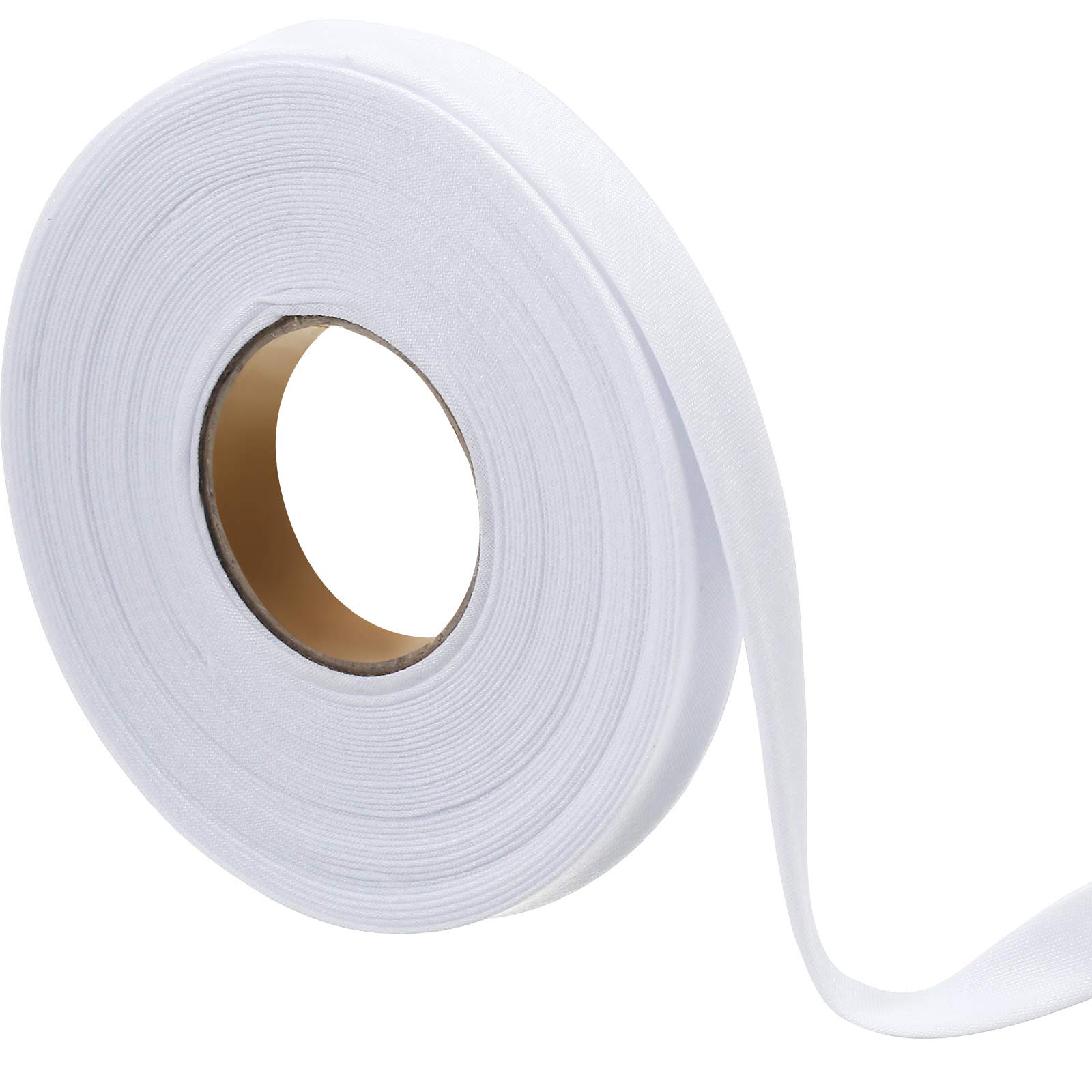 Jetec 1/2 Inch Double Fold Bias Tape Bias Binding Wide Fold Cotton Tape for Sewing Seaming Hemming Piping Quilting Projects (White,10 Yards)