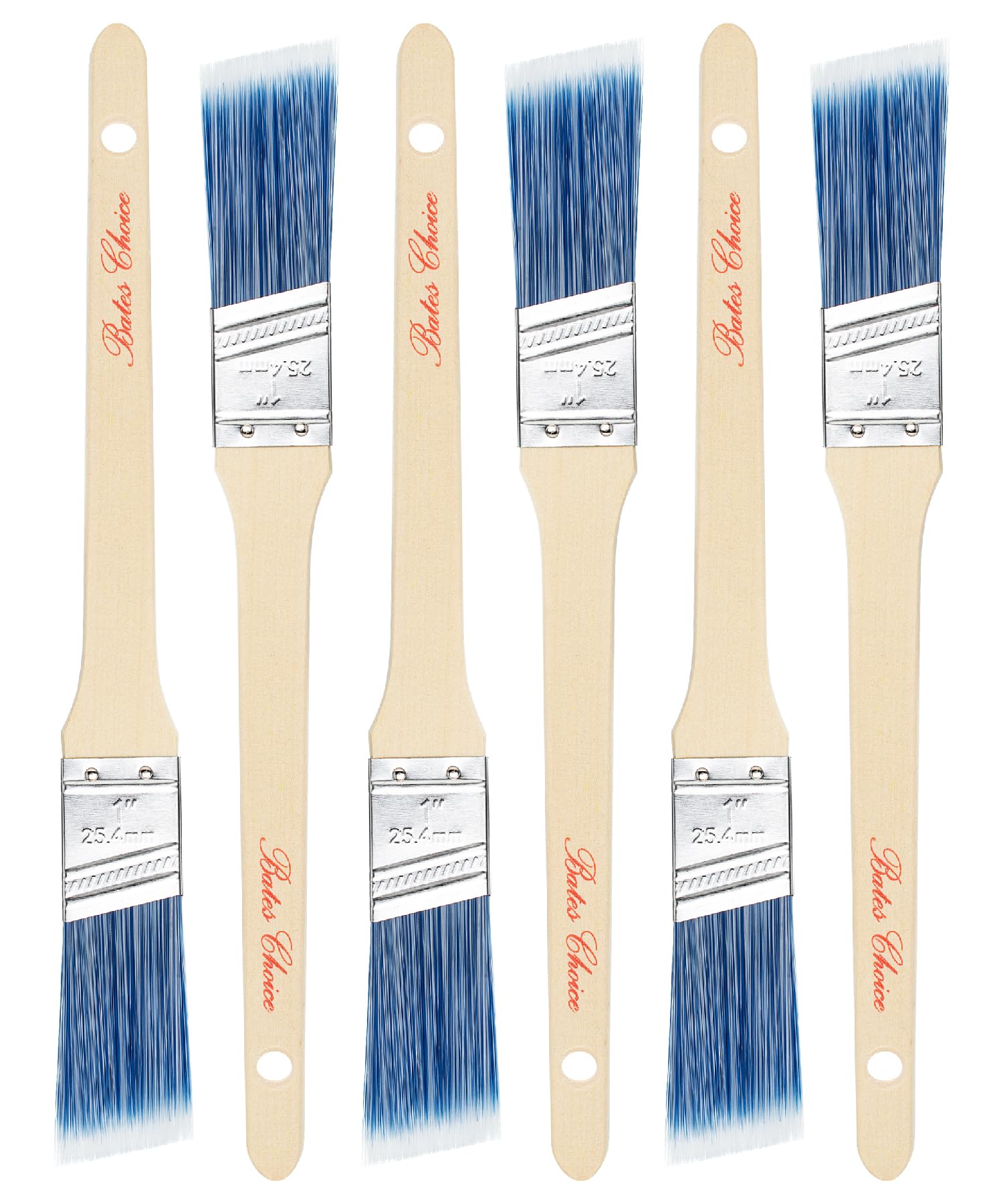 Bates Angle Paint Brushes, 1-Inch, 6 Pack - Treated