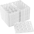 MANCHAP 100 Pack 12 Grids Quail Egg Cartons, Plastic Quail Eggs Holders, Small Trays Stackable Storage Dispenser Case for Small Quail Eggs, Pigeon Eggs, Clear