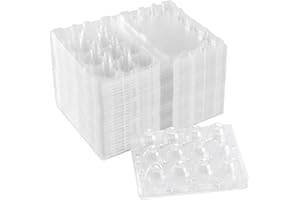 MANCHAP 100 Pack 12 Grids Quail Egg Cartons, Plastic Quail Eggs Holders, Small Trays Stackable Storage Dispenser Case for Small Quail Eggs, Pigeon Eggs, Clear