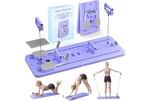 Portable Pilates Reformer Machine for Home Gym - Auto-Rebound Pilates Board with Abdominal Core Trainer & Full Body Workout |