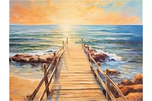 Sonsage Beach Diamond Painting Kits for Adults,5d Sunset Diamond Art Ocean Scene DIY Gem Arts，Full Drill Round Crystal Paint by Diamonds Crafts for Home Wall Decor 16x12Inch