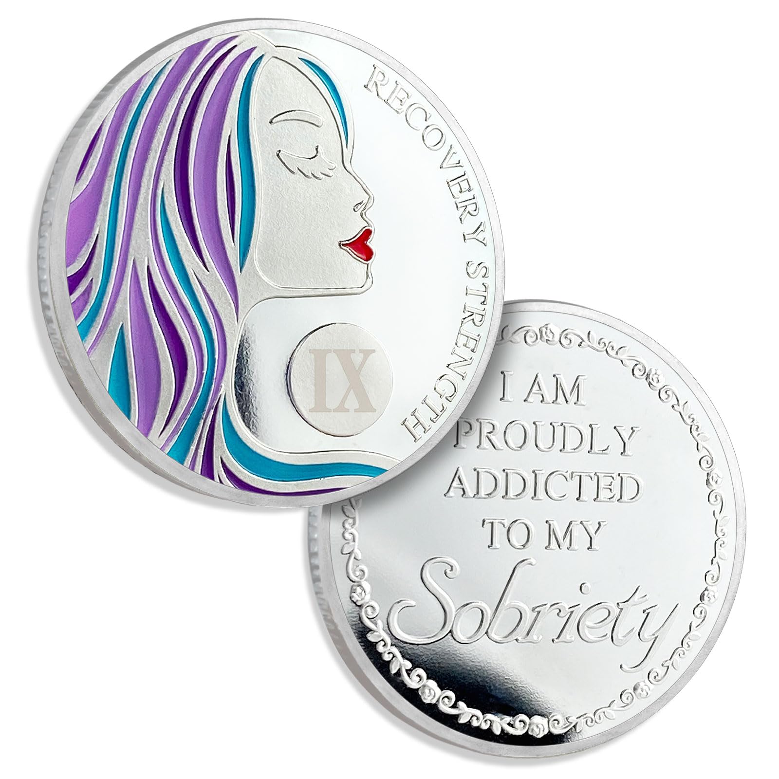 9 Years Sobriety Chips for Women AA Coin Alcoholics Anonymous Medallion Sobriety Gifts for Women Recovery Chip Anniversary Token