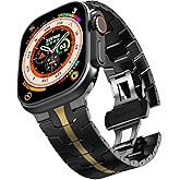 CHANCHY Stainless Steel Band for Apple Watch Band Apple Watch Ultra 3/2/1 Band 49mm, Series 11/10 46mm, 9/8/7 45mm, SE3/SE2/SE 6/5/4 44mm, 3/2/1 42mm, Metal Strap with Folding Clasp for Men, Titanium