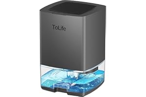 ToLife Dehumidifiers for Home 30 OZ Water Tank with Auto-Off 500 sq.ft Portable Small Dehumidifier for Bathroom Bedroom RV Closet Room 7 Colors LED Light, Gray