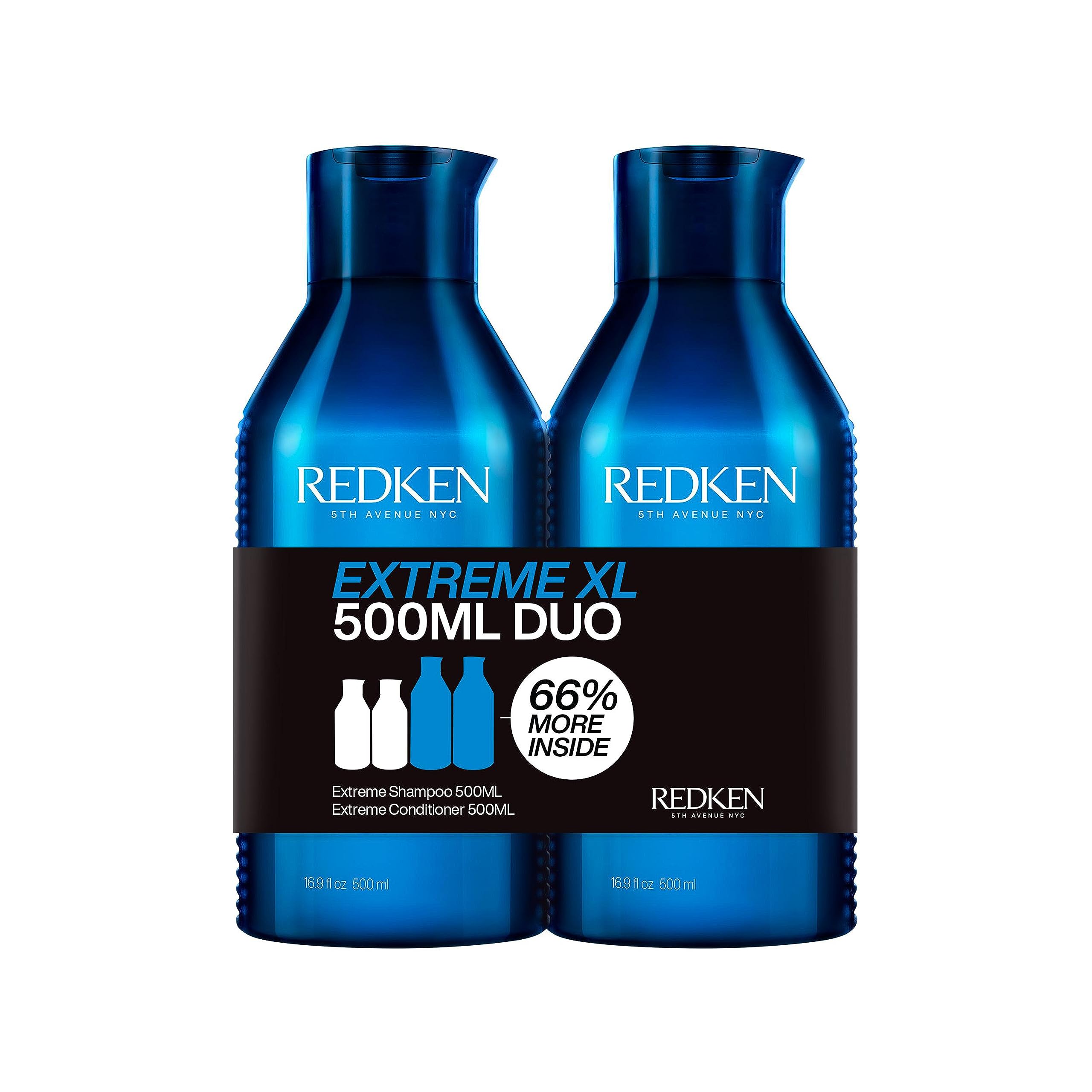 REDKEN Shampoo & Conditioner, For Damaged Hair, Strengthens & Adds Flexibility, Extreme, Power Duo 500 ml Set