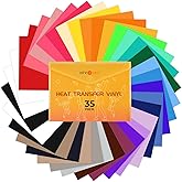 HTVRONT HTV Heat Transfer Vinyl, 35 Pack, 12" x 10", 30 Assorted Colors | Classic Color Iron-On Vinyl for T-Shirts, Premium Q