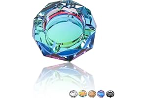 Coomin Crystal Glass Ashtray, Sparkly Cigar Cigarettes Ash Tray, Ashtrays for Smokers Indoor Office Home Desktop Tabletop, Gift Packaging, Green