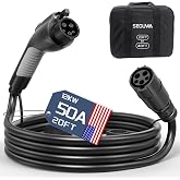 SEGUMA EV Charger Extension Cable, 50A 20FT UL Listed J1772 Extension Cord | Compatible with Level 1/2 EV Chargers, Suitable for J1772 EVs/PHEVs, IP66 Car Charger Extension Cord with Bag