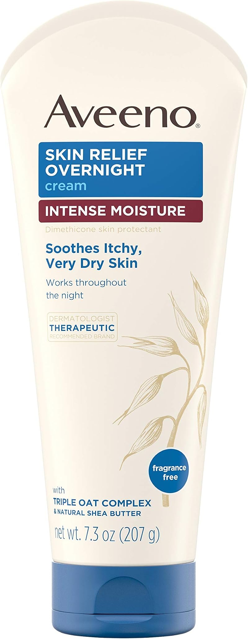 Aveeno Active Naturals Intense Relief Overnight Cream 7.3 oz Triple Oat Complex
