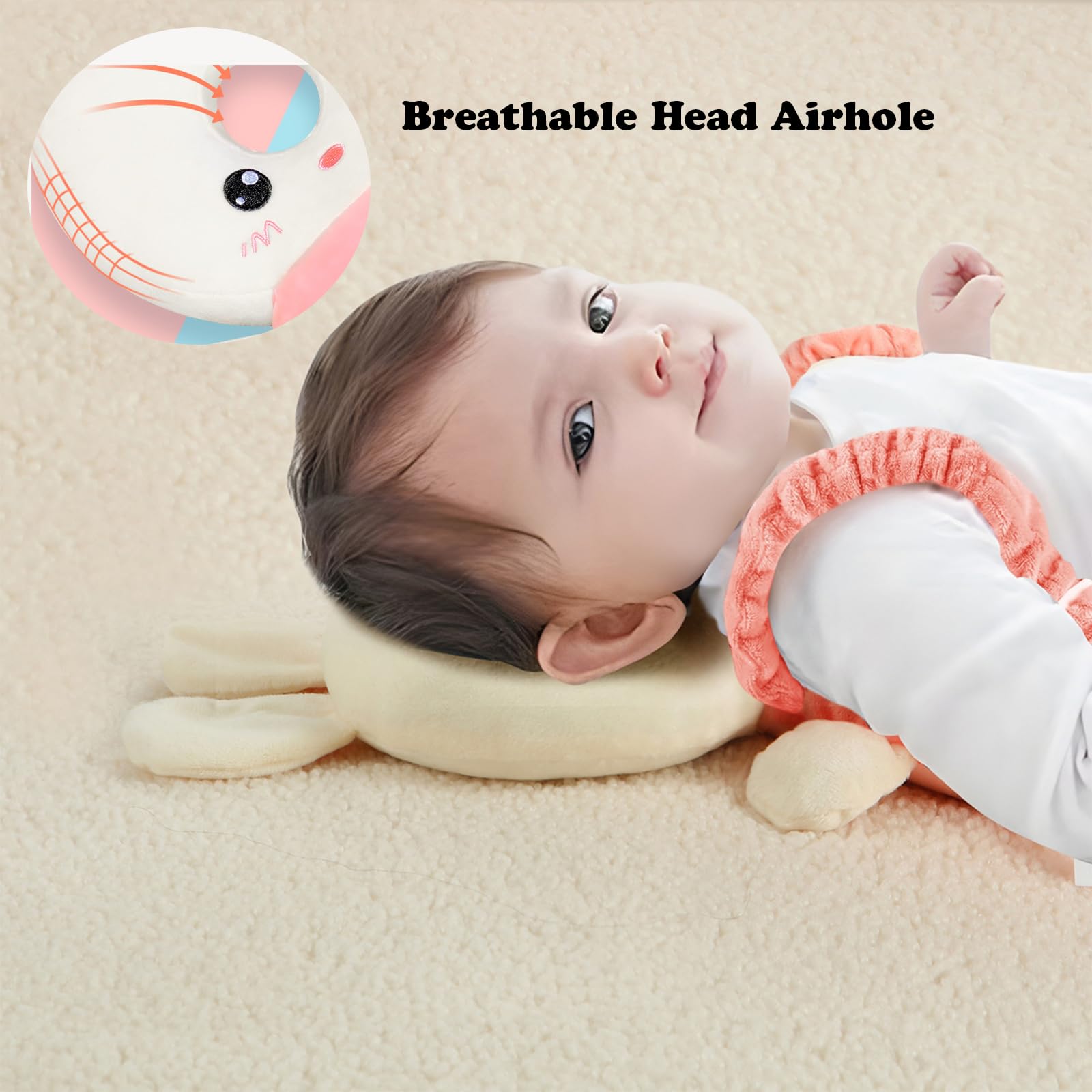 PandaEar Baby Head Protection Backpack, Walker Head Protector Toddler, Adjustable Baby Head Protection Backpack Wear Safety Pad, Soft & Comfortable (Pink Rabbit)