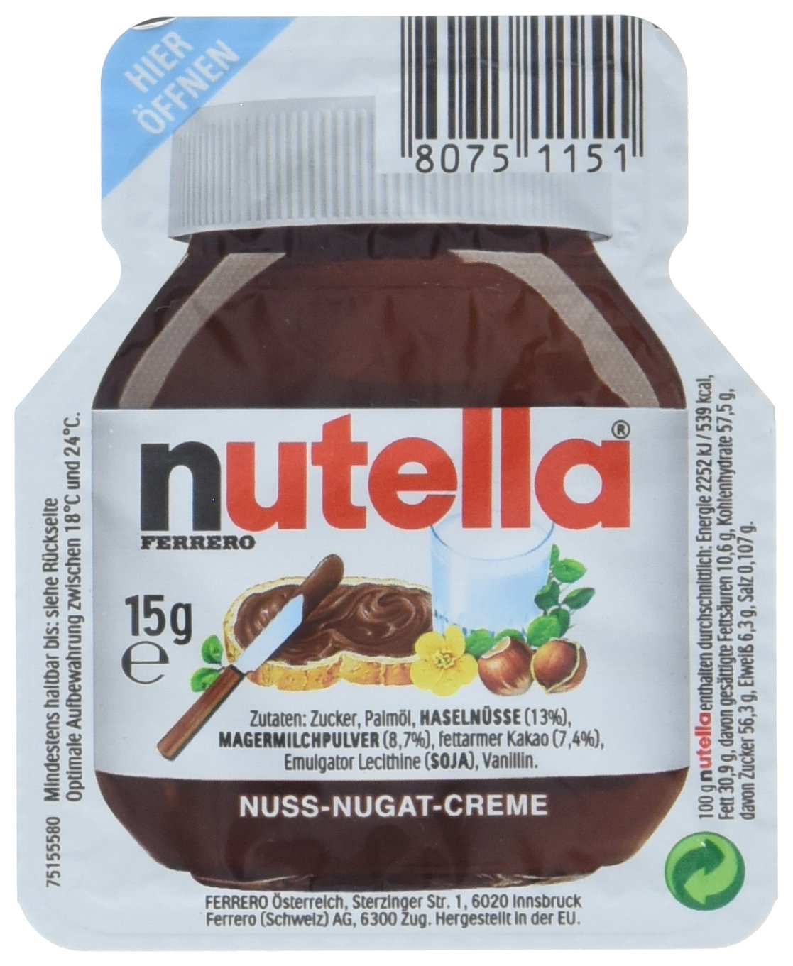 Nutella Portionen 20 Stuck X 15g Amazon De Lebensmittel Getranke
