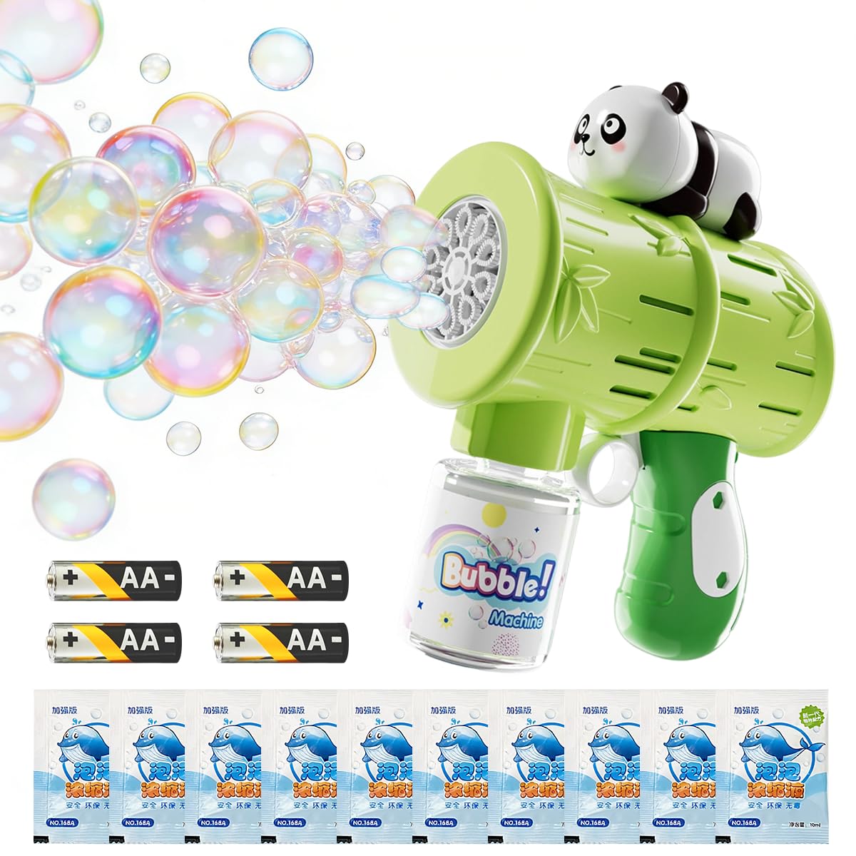 Panda Bubble Gun, Panda Automatic Bubble Blower Bubbles Guns Blaster with Bottles Solution and 10 Concentrate Automatic Bubbles Makers for Outdoor Party Wedding Birthday