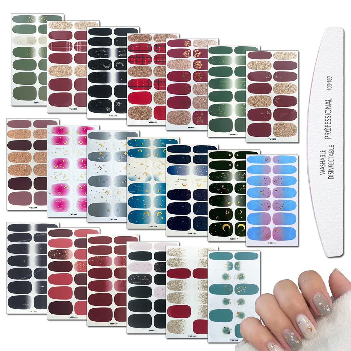 WOKOTO 20 Sheets Full Wraps Nail Art Polish