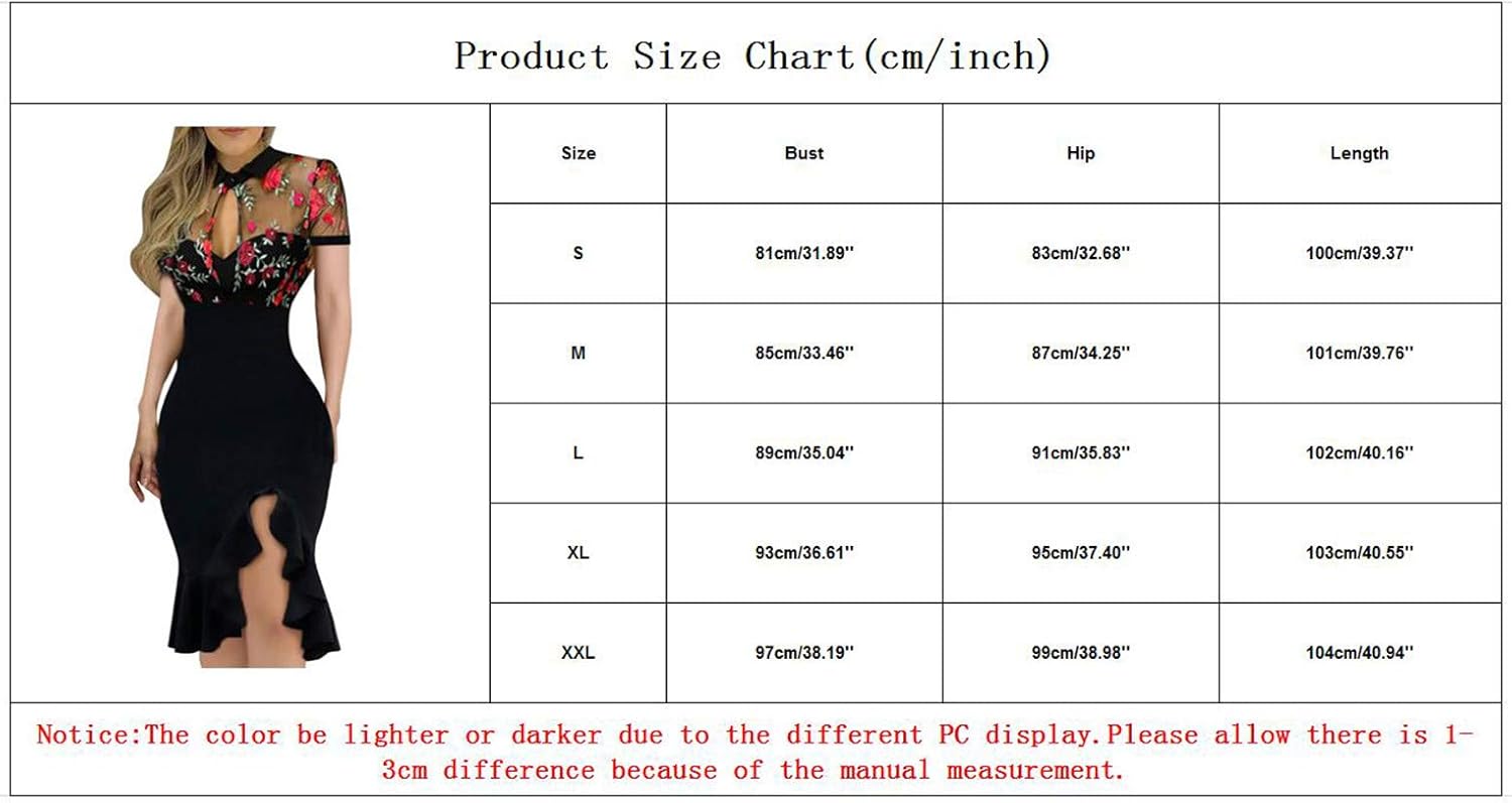 Women Slit Ruffles Hem Embroidery Lace Floral Pattern Short Sleeve Slimming Sexy Elegant Casual Party Night Club Dress at  Women’s Clothing store