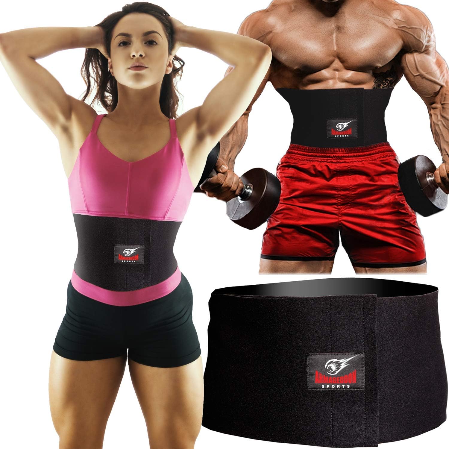 ARMAGEDDON SPORTS Premium Waist Trimmer Belt, Sweat Belt for Men and Women, Neoprene Sauna Slim Waist Band to Burn Abdominal Belly Fat, Adjustable