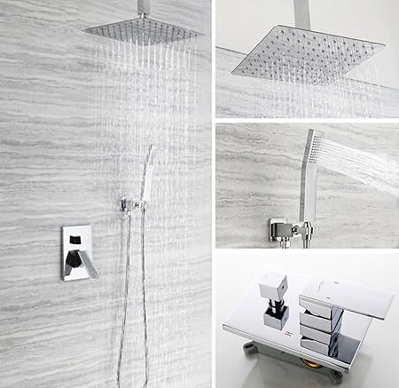 Zjmsdk Ceiling Mount Bathroom Luxury Rain Mixer Shower Combo Set