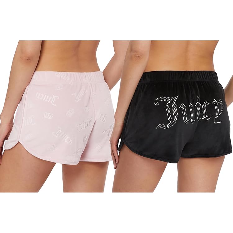 Juicy Couture Womens Velour Juicy Shorts with Back Bling Pink