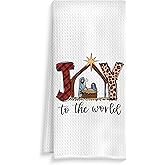 ROXMART Christian Christmas Nativity Kitchen Towels, Jesus Birth Christmas Dish Tea Towels, Red Plaid Leopard Religious Xmas Decorative Hand Towel for Bathroom Kitchen, 16x24 Inch
